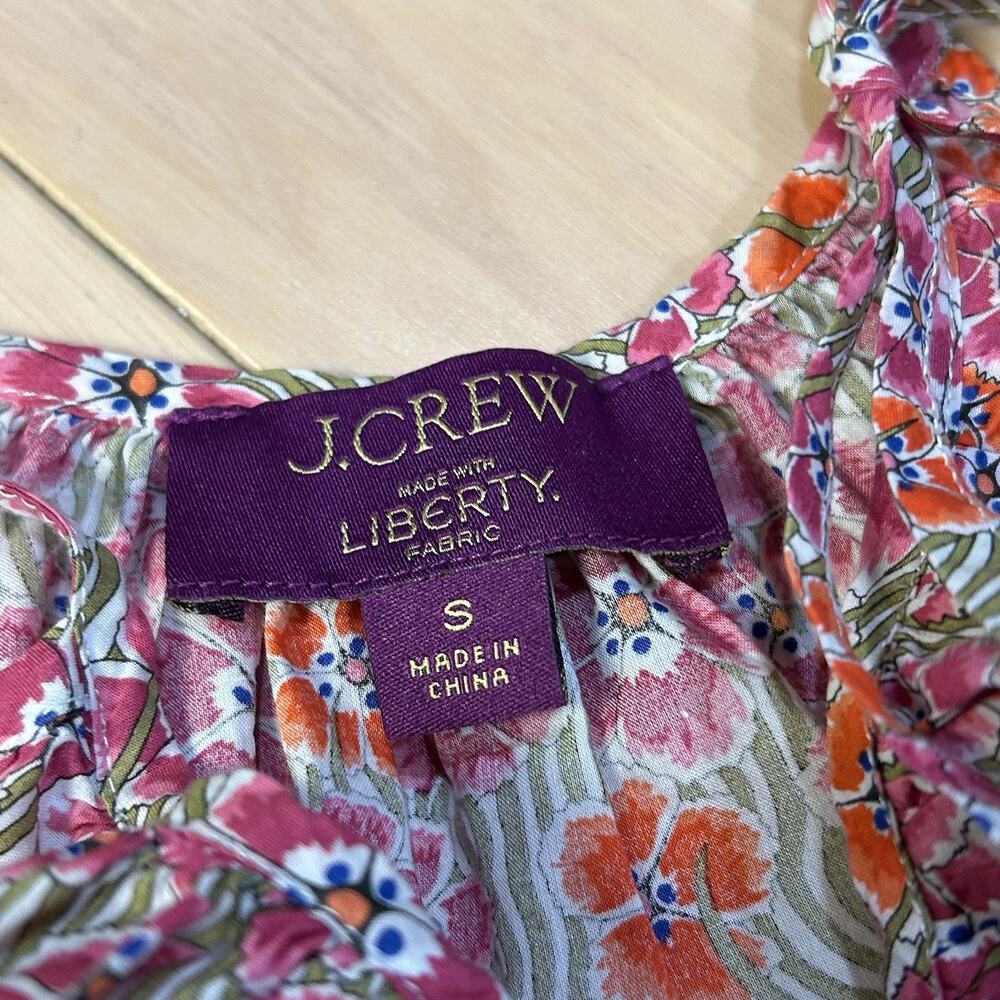 J Crew Liberty London Tie-Shoulder Top Tank Floral Ellie Women’s Small - Picture 4 of 7